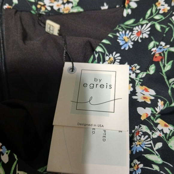 BY‎ EGREIS Martha Floral Midi Skirt Black Multi Color Women's Size M - Picture 10 of 11
